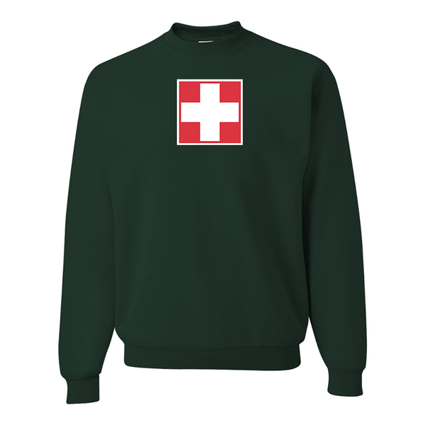 Men's Switzerland National Football Soccer Team   JERZEES NuBlend Crewneck Sweatshirt