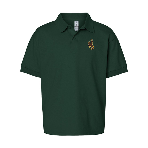 Youth   Wyoming Cowboys Gildan Dry Blend Jersey Polo