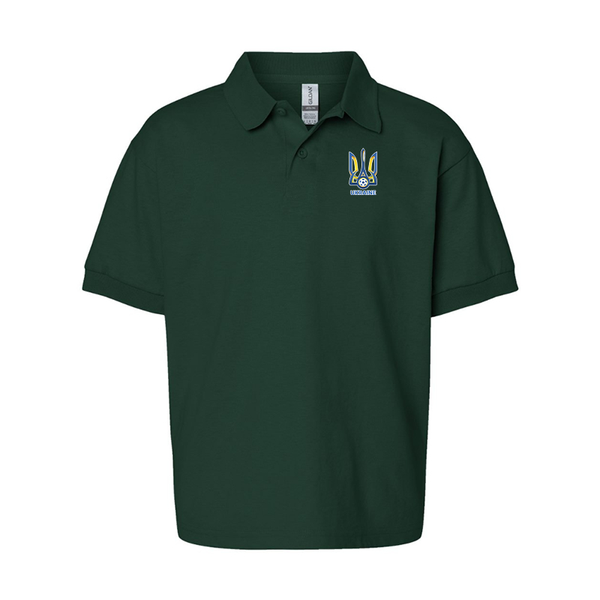 Youth Ukraine National Football Soccer Team Gildan Dry Blend Jersey Polo