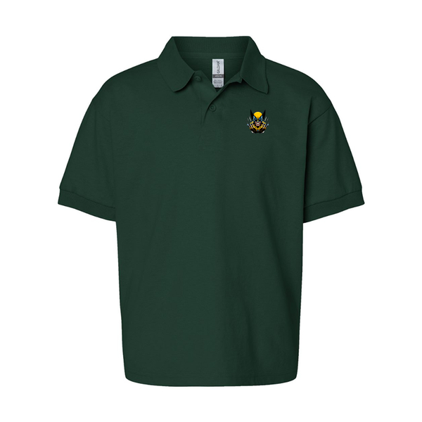 Youth Wolverine 2025 Art  Gildan Dry Blend Jersey Polo