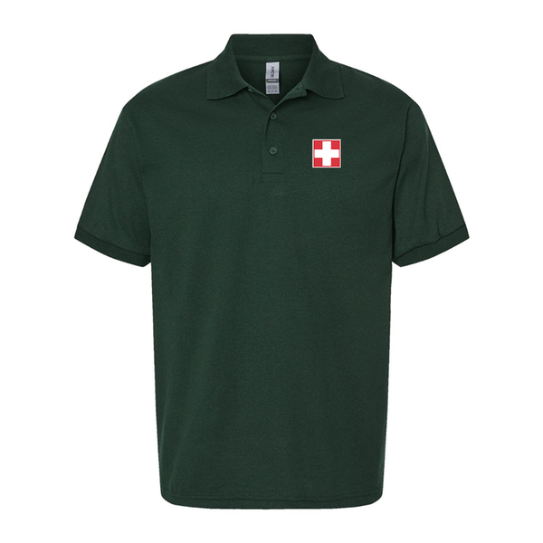 Men's Switzerland National Football Soccer Team Gildan Dry Blend Jersey Polo