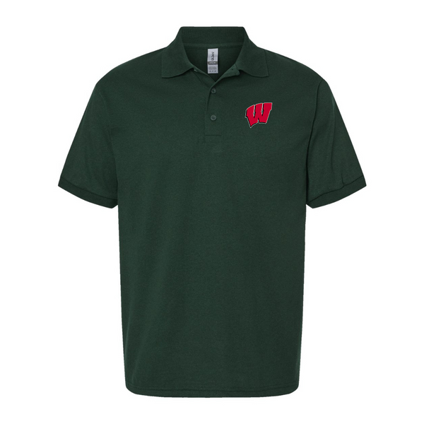 Men's Wisconsin Badgers Gildan Dry Blend Jersey Polo
