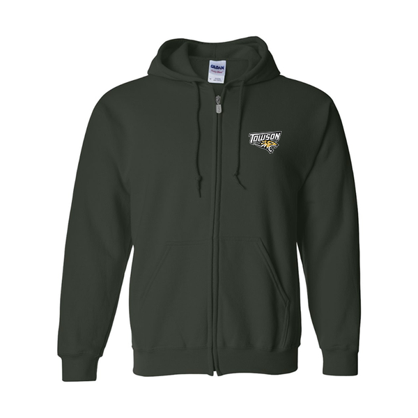 Men's Towson Tigers Gildan  Heavy Blend Full Zip Hooded Sweatshirt
