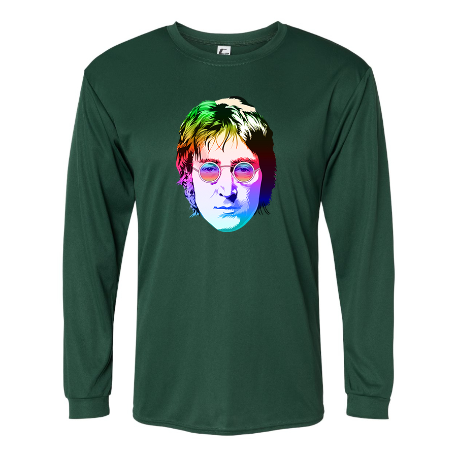 Men's John Lennon Face Art Music Polyester Long Sleeve T-Shirt
