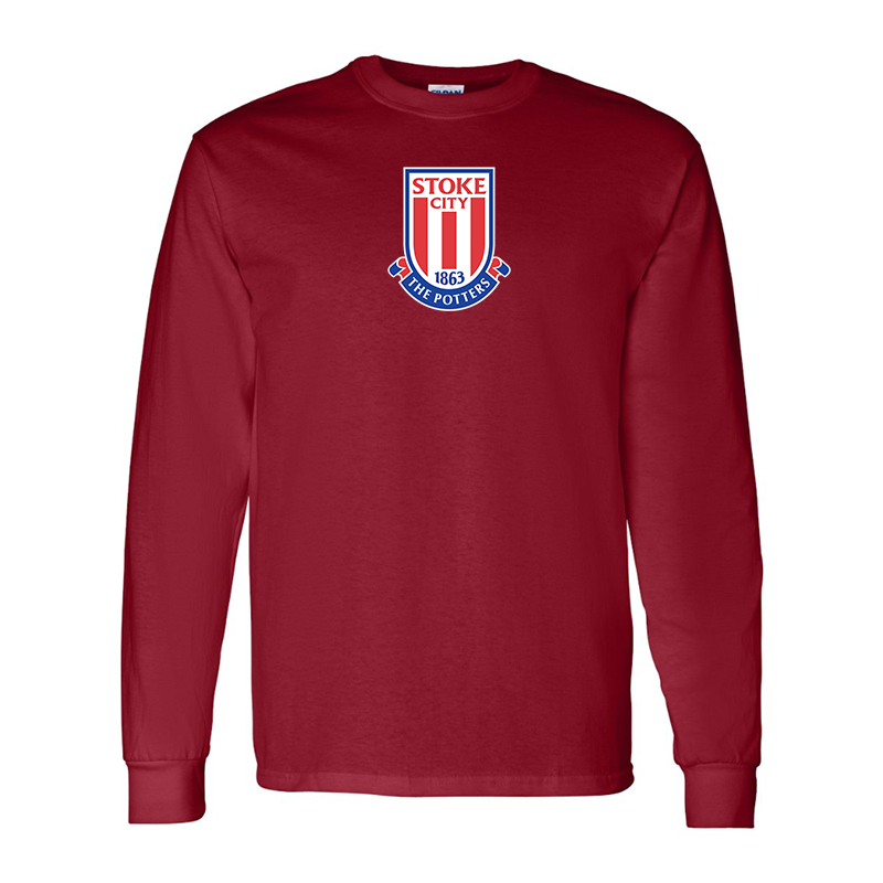 Men's Stoke City Soccer  Gildan Heavy Cotton Long Sleeve T-Shirt