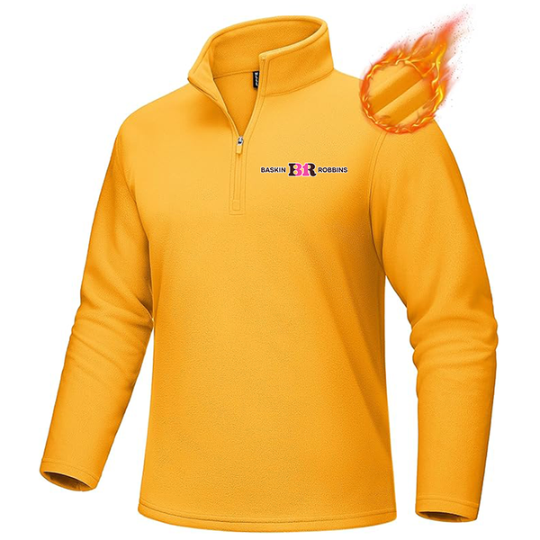 Men's Baskin-Rоbbins MAGCOMSEN Men_s Quarter-Zip Pullover Polar Fleece Sweatshirt Stand Collar Long Sleeve Shirt for Men Thermal Winter Fall