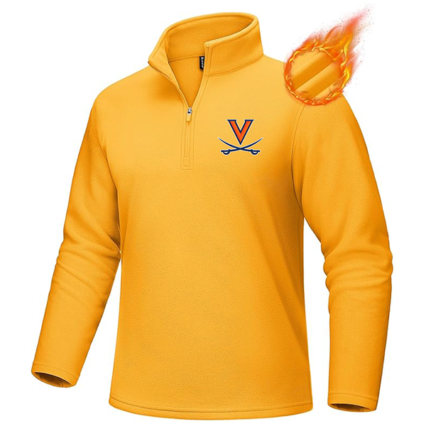 Men's Virginia Cavaliers  MAGCOMSEN Men_s Quarter-Zip Pullover Polar Fleece Sweatshirt Stand Collar Long Sleeve Shirt for Men Thermal Winter Fall