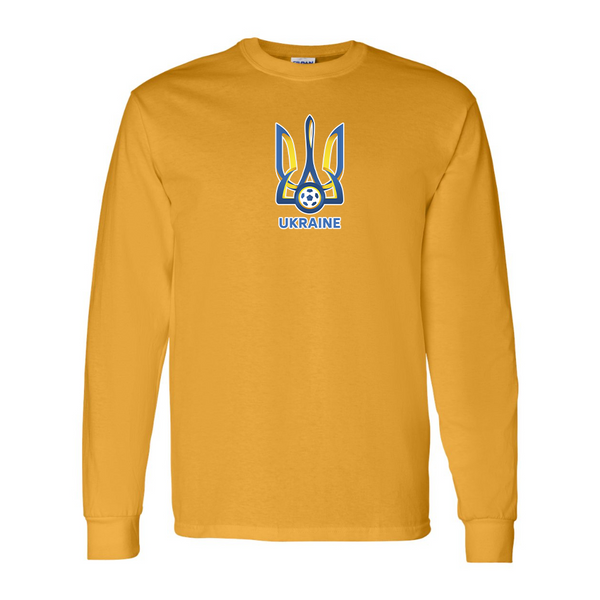 Men'sUkraine National Football Soccer Team Gildan Heavy Cotton Long Sleeve T-Shirt