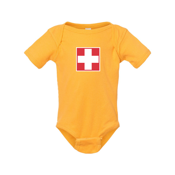 Switzerland National Football Soccer Team Rabbit Skins Infant Baby Rib Bodysuit