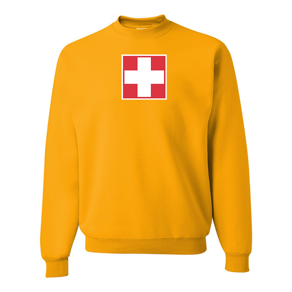 Men's Switzerland National Football Soccer Team   JERZEES NuBlend Crewneck Sweatshirt