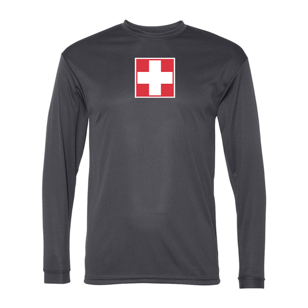 Men's Switzerland National Football Soccer Team  Performance Long Sleeve T-Shirt