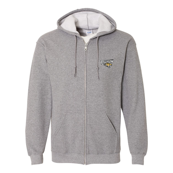 Men's Towson Tigers Gildan  Heavy Blend Full Zip Hooded Sweatshirt