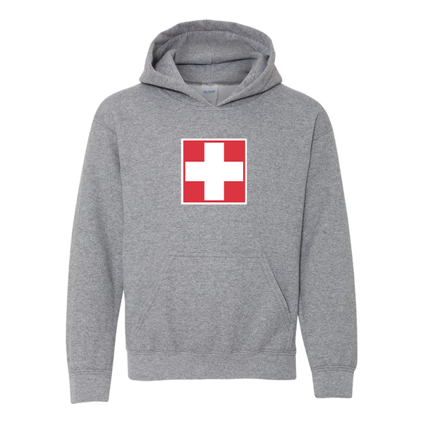Youth Switzerland National Football Soccer Team  Gildan Heavy Blend  Hooded Sweatshirt