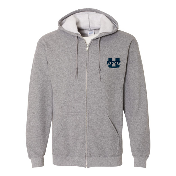 Men's Utah State Aggies Gildan  Heavy Blend Full Zip Hooded Sweatshirt