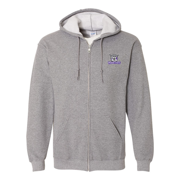 Men's Weber State Wildcats Gildan  Heavy Blend Full Zip Hooded Sweatshirt