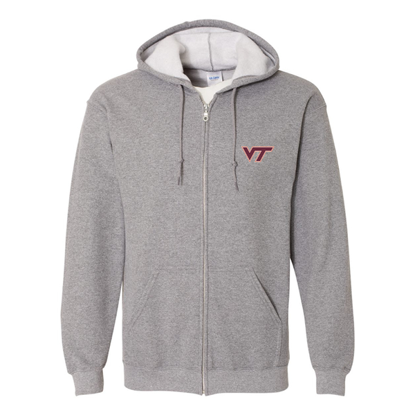 Men's Virginia Tech Hokies Gildan  Heavy Blend Full Zip Hooded Sweatshir
