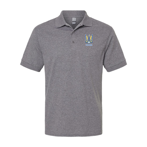 Men's Ukraine National Football Soccer Team Gildan Dry Blend Jersey Polo