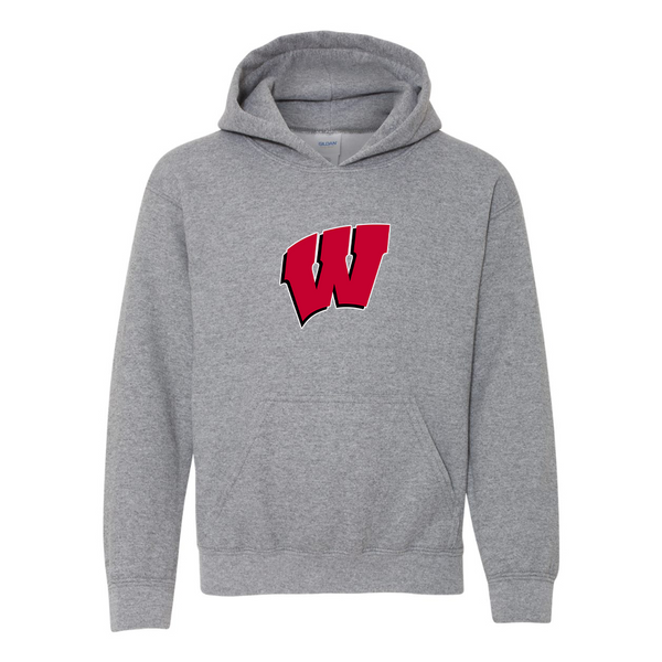 Youth Wisconsin Badgers Gildan Heavy Blend  Hooded Sweatshirt