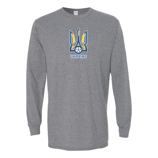 Men'sUkraine National Football Soccer Team Gildan Heavy Cotton Long Sleeve T-Shirt