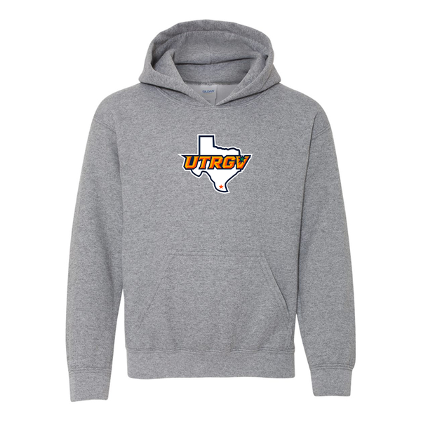 Youth UTRGV Vaqueros Gildan Heavy Blend  Hooded Sweatshirt