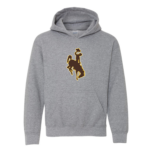 Youth   Wyoming Cowboys Gildan Heavy Blend  Hooded Sweatshirt