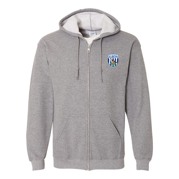 Men's West Bromwich Albion Soccer Gildan  Heavy Blend Full Zip Hooded Sweatshirt