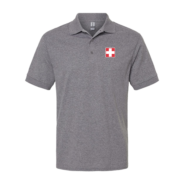 Men's Switzerland National Football Soccer Team Gildan Dry Blend Jersey Polo