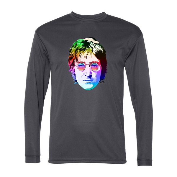 Men's John Lennon Face Art Music Polyester Long Sleeve T-Shirt