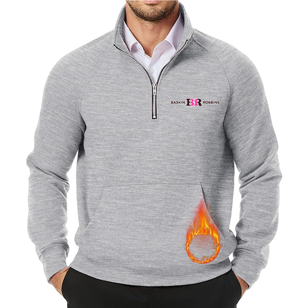 Men's Baskin-Rоbbins  JMIERR Quarter Zip Pullover Heavy Sweatshirts Warm Fleece Sweatshirt Polo Shirt with Pockets