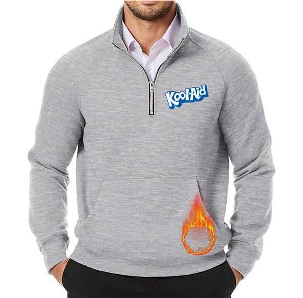 Men's kool-Aid JMIERR Quarter Zip Pullover Heavy Sweatshirts Warm Fleece Sweatshirt Polo Shirt with Pockets