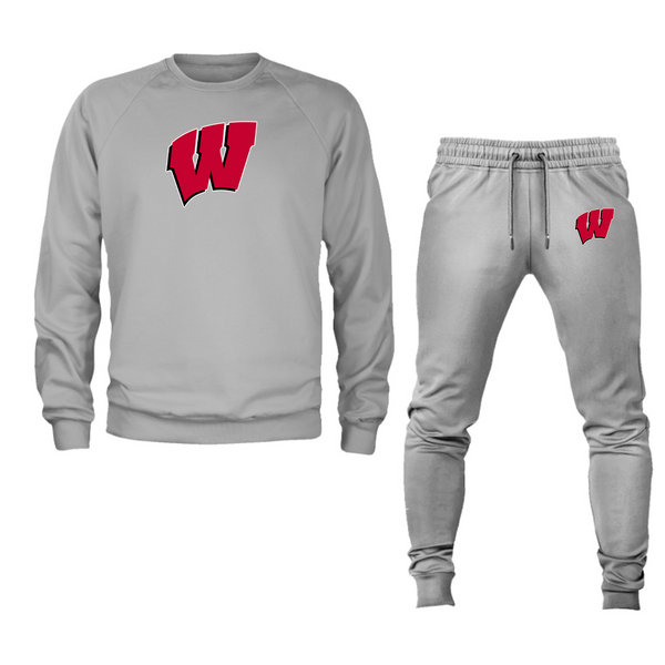 Men's  Wisconsin Badgers  Crewneck Sweatshirt Joggers Suit