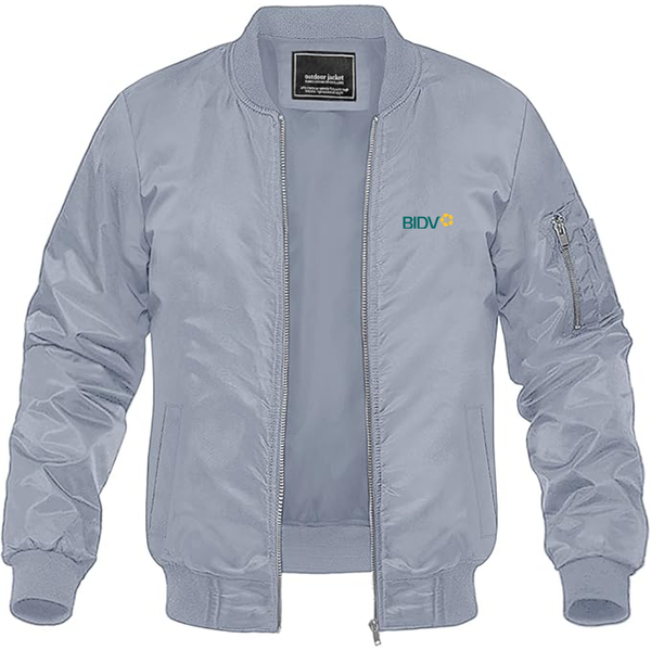 Men's BIDV Logo Lightweight Bomber Jacket Windbreaker Softshell Varsity Jacket Coat