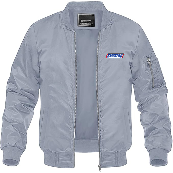 Men's  Snickers Logo Lightweight Bomber Jacket Windbreaker Softshell Varsity Jacket Coat