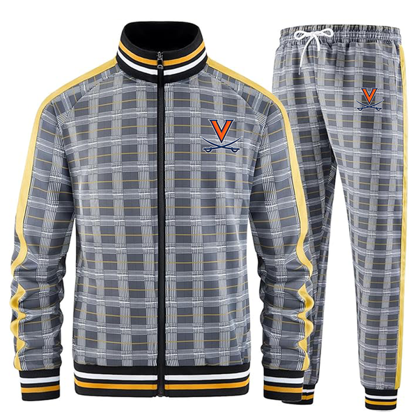 Men's Virginia Cavaliers  Full-zip Long Sleeve Plaid Track Jackets and Pants 2 Piece