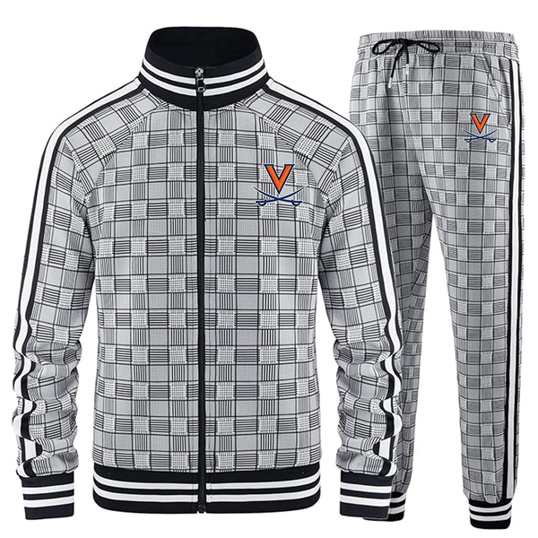 Men's Virginia Cavaliers  Full-zip Long Sleeve Plaid Track Jackets and Pants 2 Piece