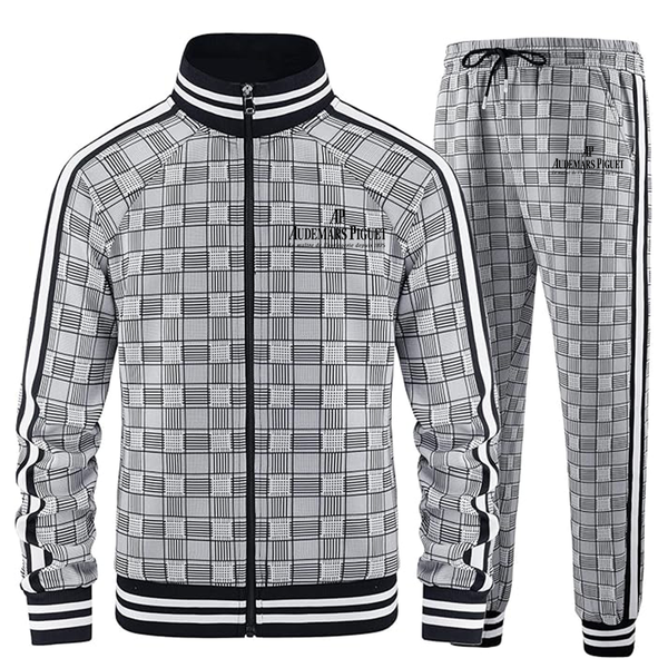 Men's Audemars-Piguet Full-zip Long Sleeve Plaid Track Jackets and Pants 2 Piece