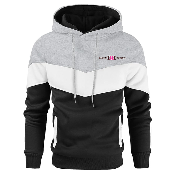 Men's Baskin-Rоbbins   Novelty Color Block Pullover Fleece Hoodie Long Sleeve Casual