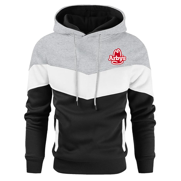 Men's Arbys  Novelty Color Block Pullover Fleece Hoodie Long Sleeve Casual