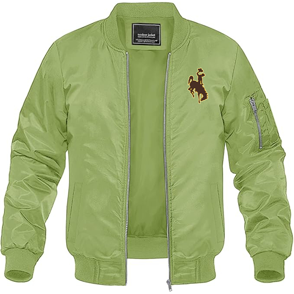 Men's Wyoming Cowboys Lightweight Bomber Jacket Windbreaker Softshell Varsity Jacket Coat
