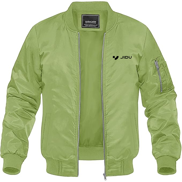 Men's Jidu Logo Lightweight Bomber Jacket Windbreaker Softshell Varsity Jacket Coat