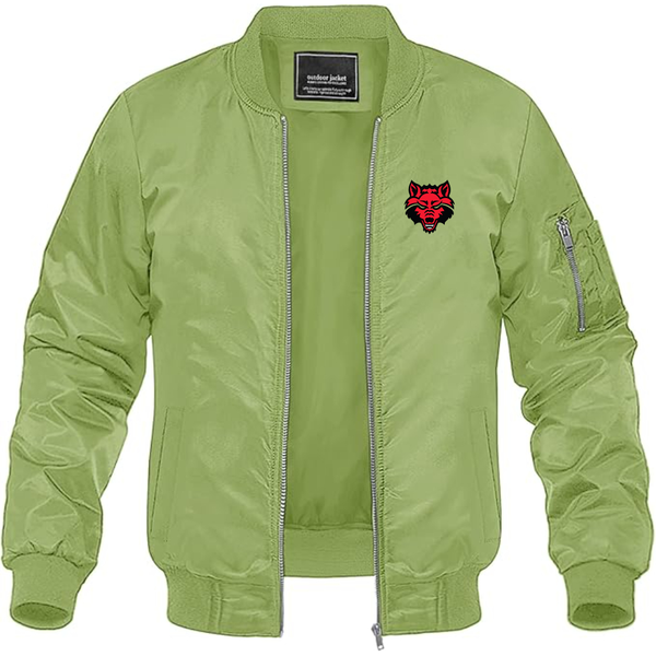 Men's  Arkansas State Red Wolves Lightweight Bomber Jacket Windbreaker Softshell Varsity Jacket Coat