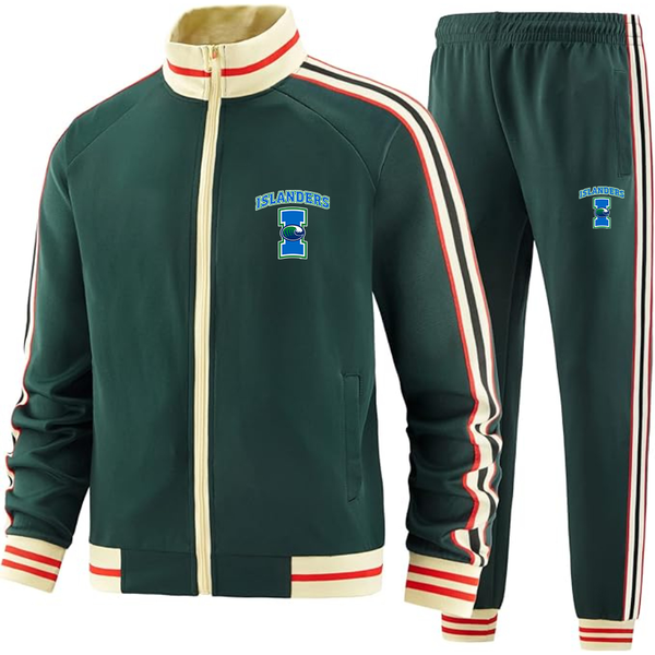 Men's Texas AM CC Islanders  Tracksuit with Bold Striped Accents and Zippered Front
