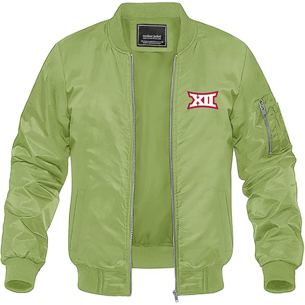 Men's  Big 12 Conference Lightweight Bomber Jacket Windbreaker Softshell Varsity Jacket Coat