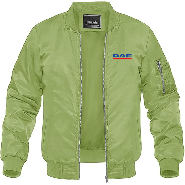 Men's DAF Logo Lightweight Bomber Jacket Windbreaker Softshell Varsity Jacket Coat