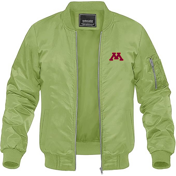 Men's Minnesota Golden Gophers Logo Lightweight Bomber Jacket Windbreaker Softshell Varsity Jacket Coat