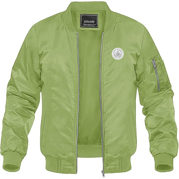 Men's Happy Mammoth Logo Lightweight Bomber Jacket Windbreaker Softshell Varsity Jacket Coat