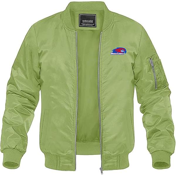 Men's UMass Lowell River Hawks Lightweight Bomber Jacket Windbreaker Softshell Varsity Jacket Coat