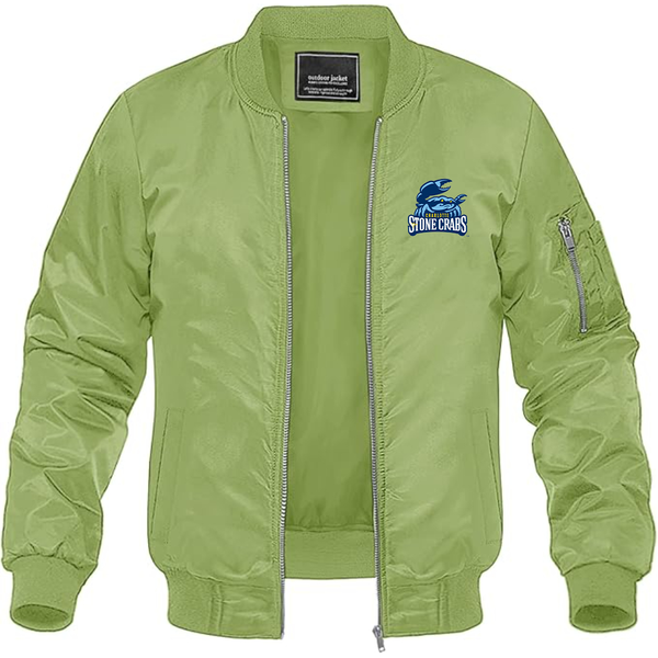 Men's Charlotte Stone Crabs Logo Lightweight Bomber Jacket Windbreaker Softshell Varsity Jacket Coat