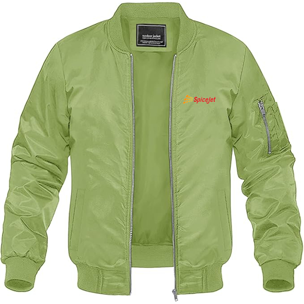 Men's SpiceJet Logo  Lightweight Bomber Jacket Windbreaker Softshell Varsity Jacket Coat