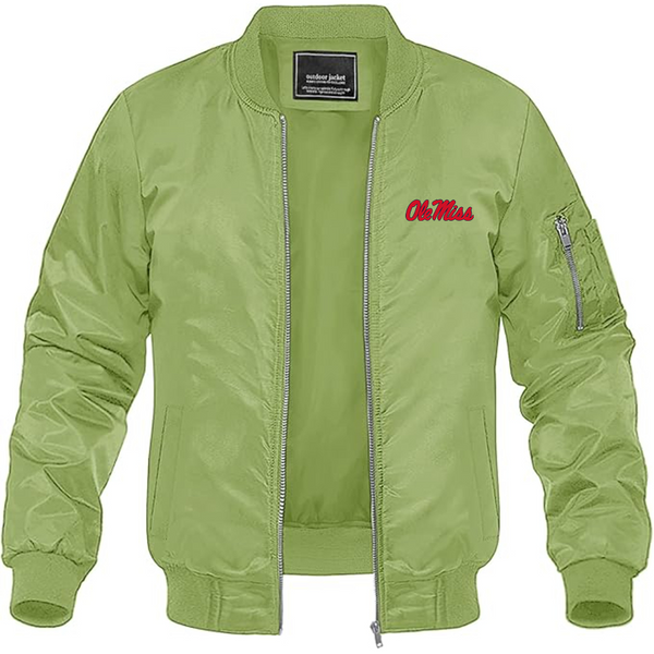 Men's Mississippi Rebels Logo Lightweight Bomber Jacket Windbreaker Softshell Varsity Jacket Coat